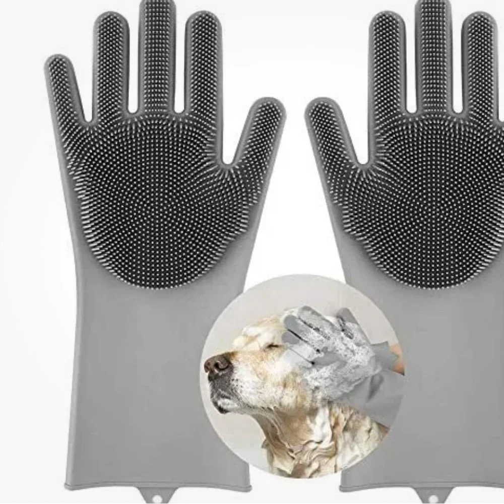 Pet Grooming Gloves  Multipurpose Silicone Heat Resistant Soft Brush Massage